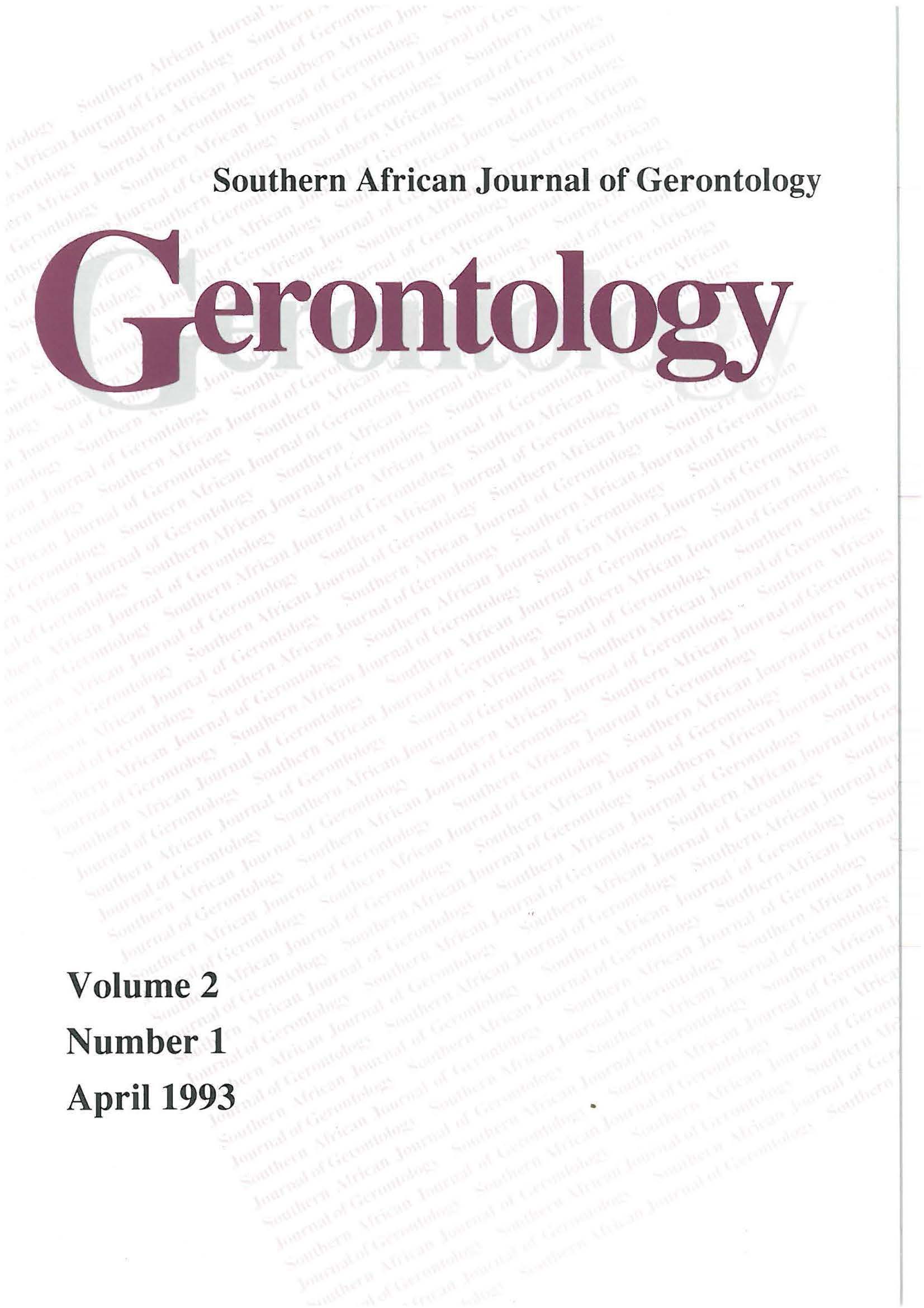					View Vol. 2 No. 1 (1993): Southern African Journal of Gerontology
				