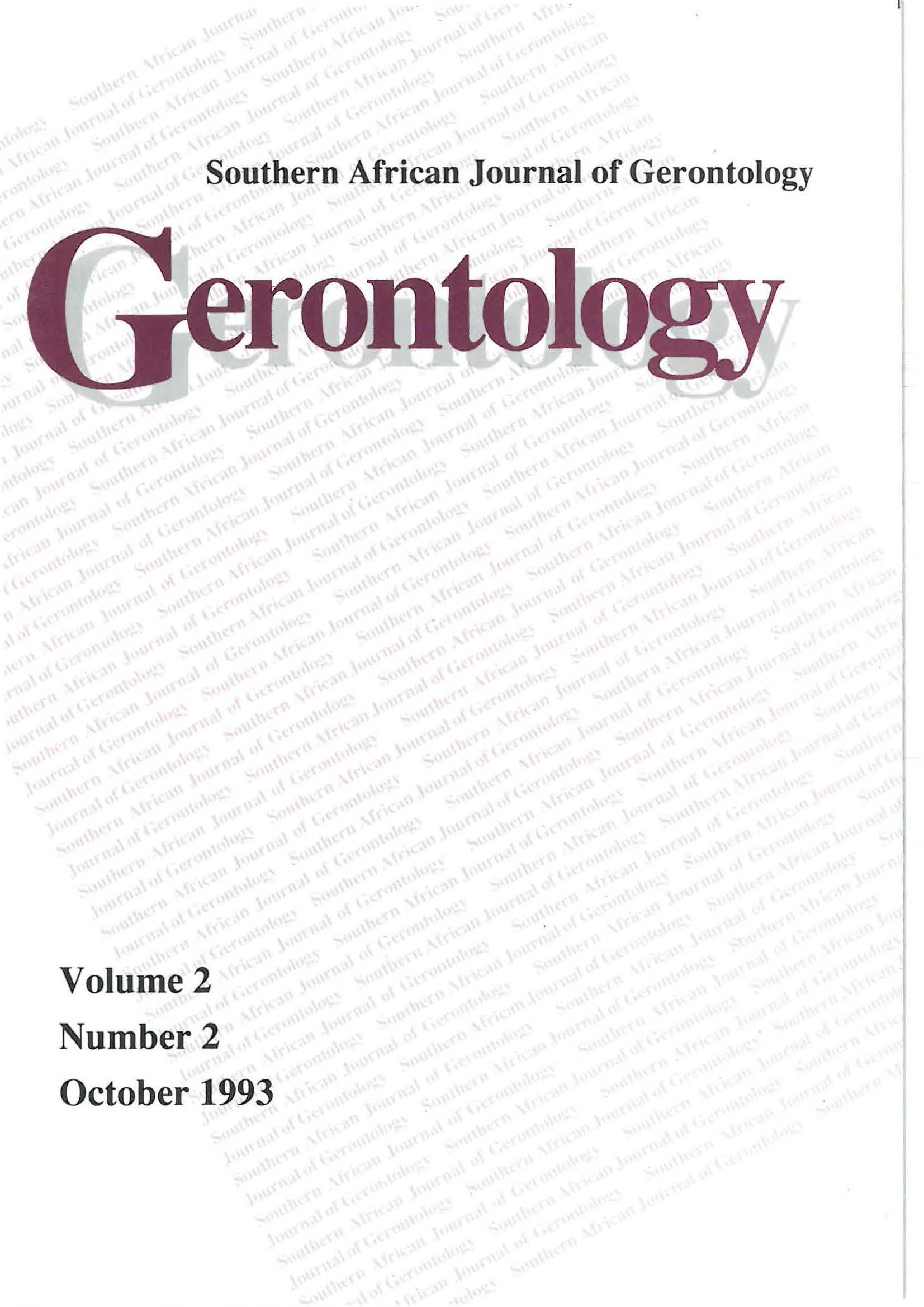 					View Vol. 2 No. 2 (1993): Southern African Journal of Gerontology
				