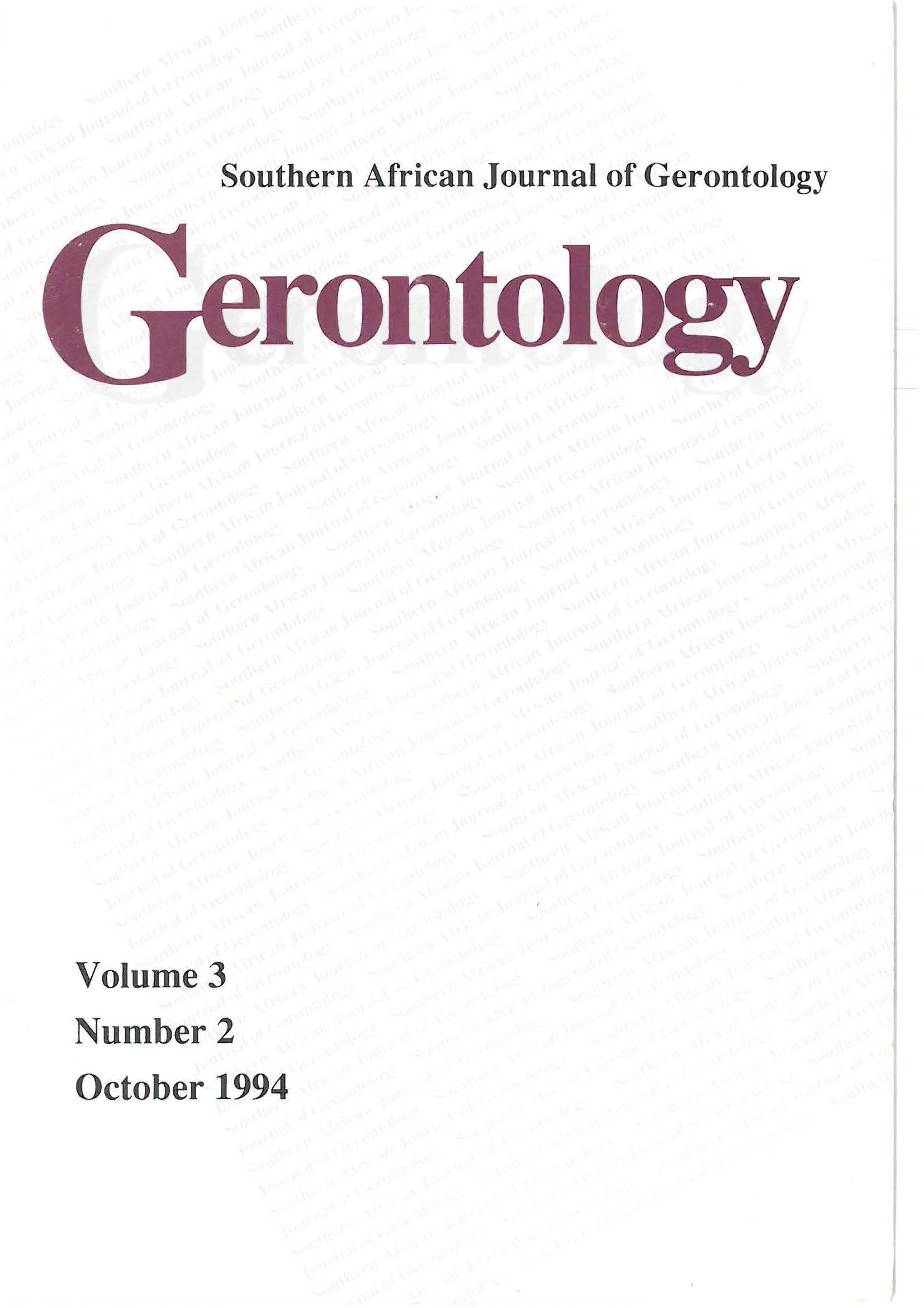 					View Vol. 3 No. 2 (1994): Southern African Journal of Gerontology
				