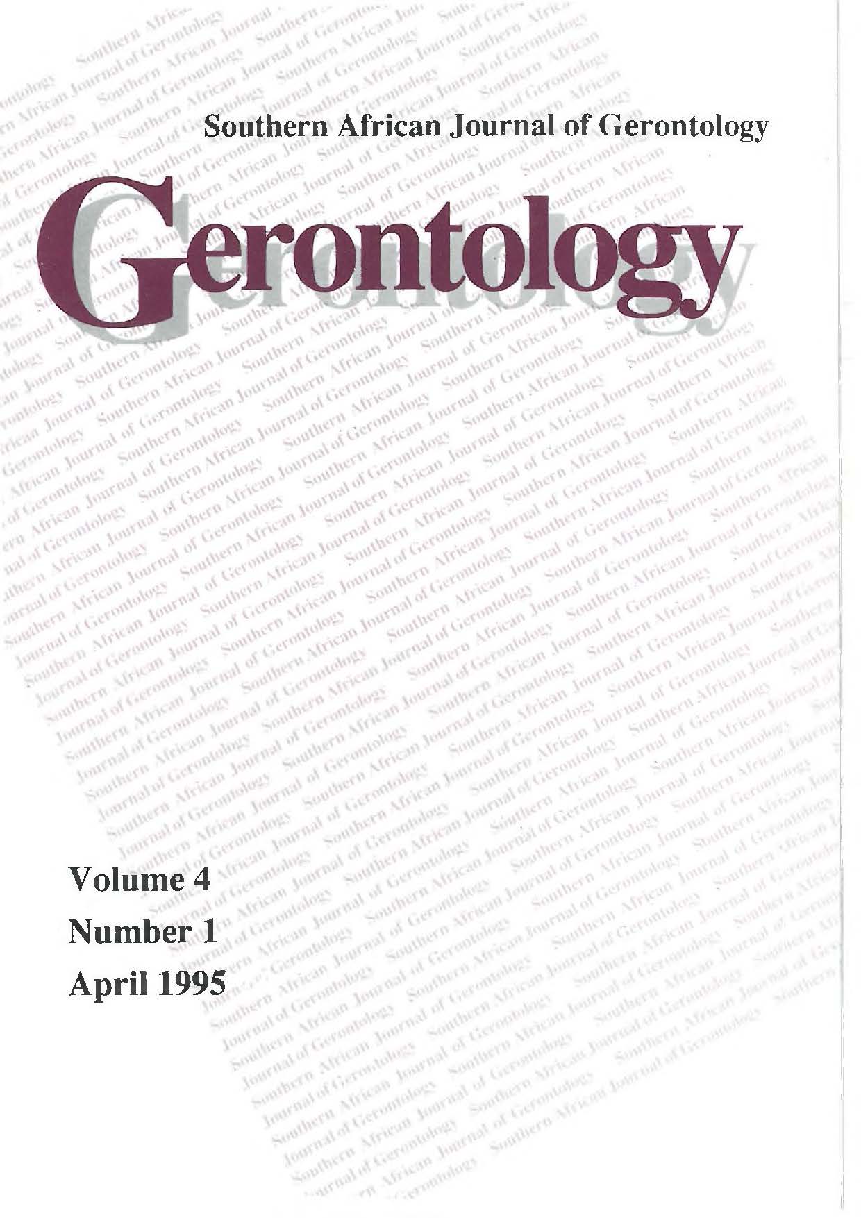 					View Vol. 4 No. 1 (1995): Southern African Journal of Gerontology
				