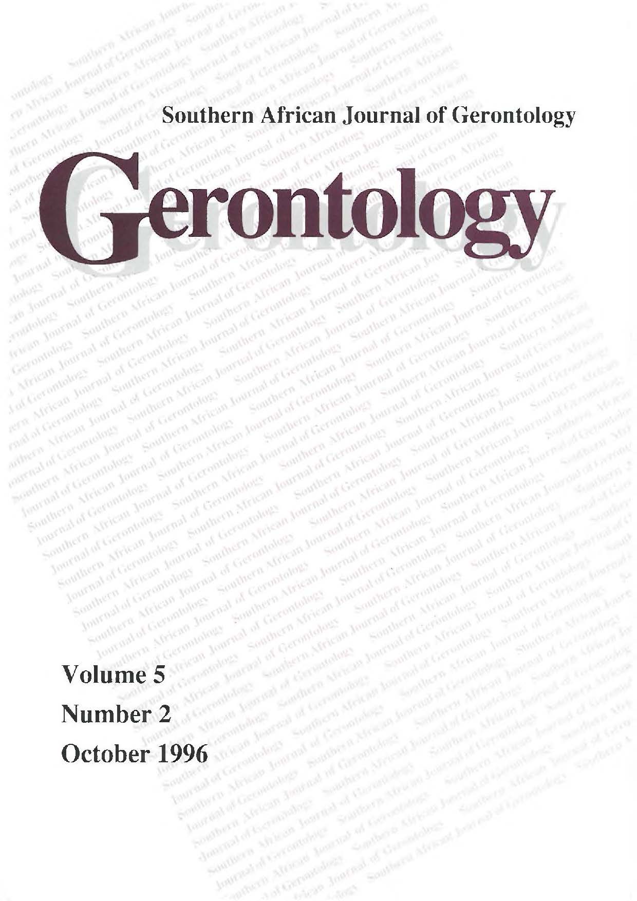 					View Vol. 5 No. 2 (1996): Southern African Journal of Gerontology
				