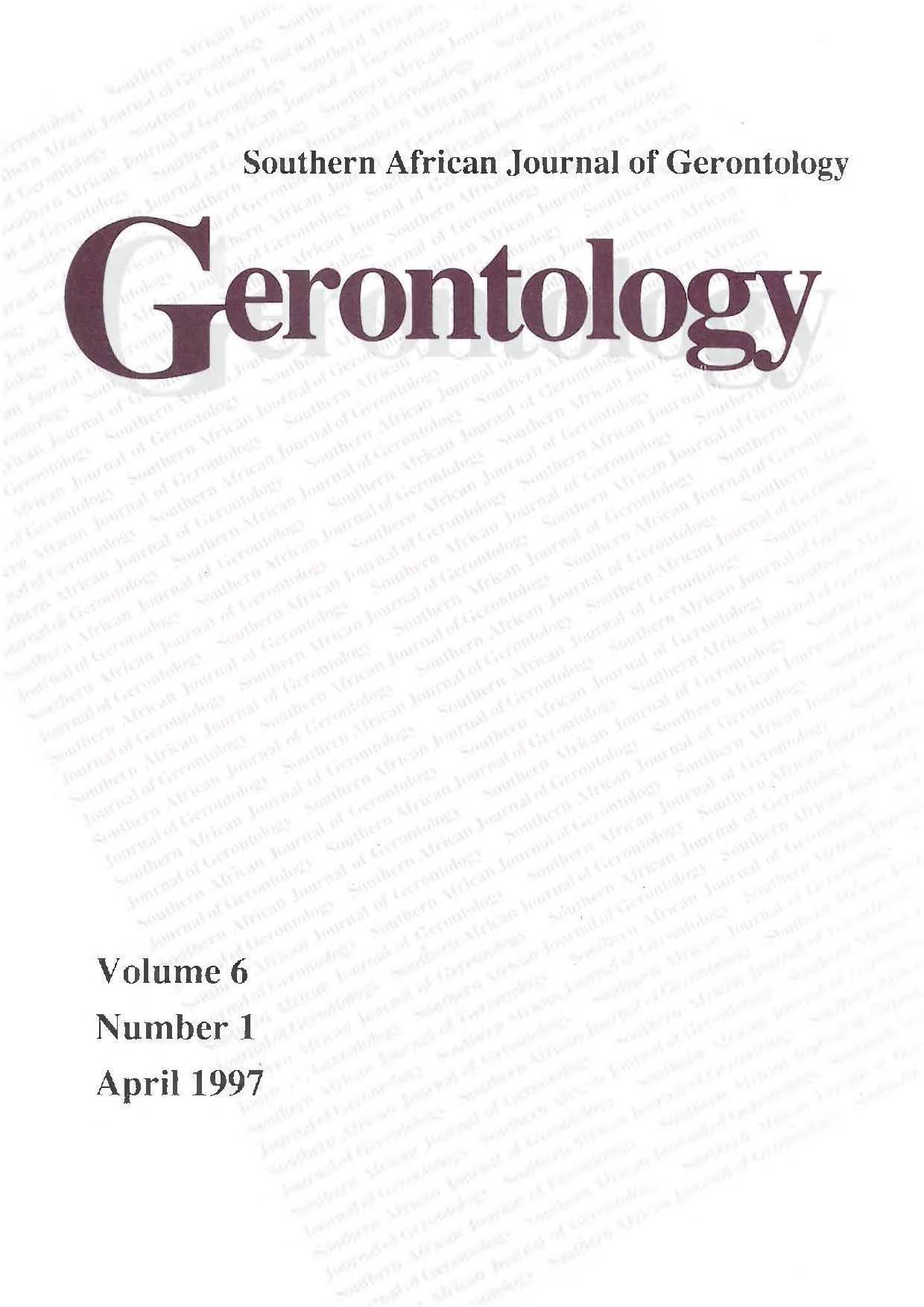 					View Vol. 6 No. 1 (1997): Southern African Journal of Gerontology
				