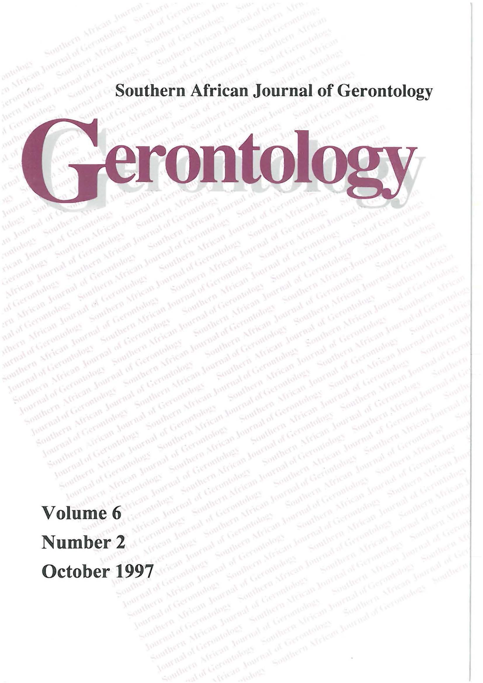 					View Vol. 6 No. 2 (1997): Southern African Journal of Gerontology
				