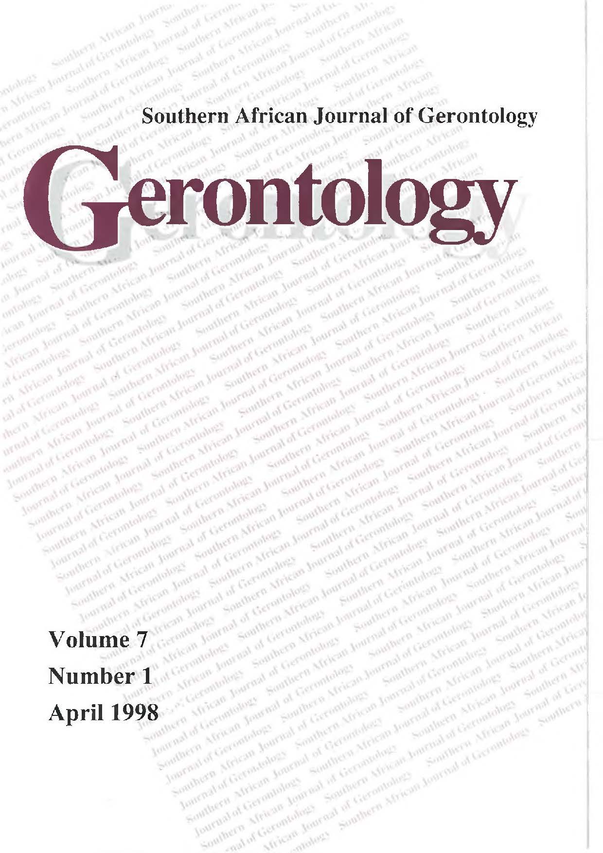 					View Vol. 7 No. 1 (1998): Southern African Journal of Gerontology
				
