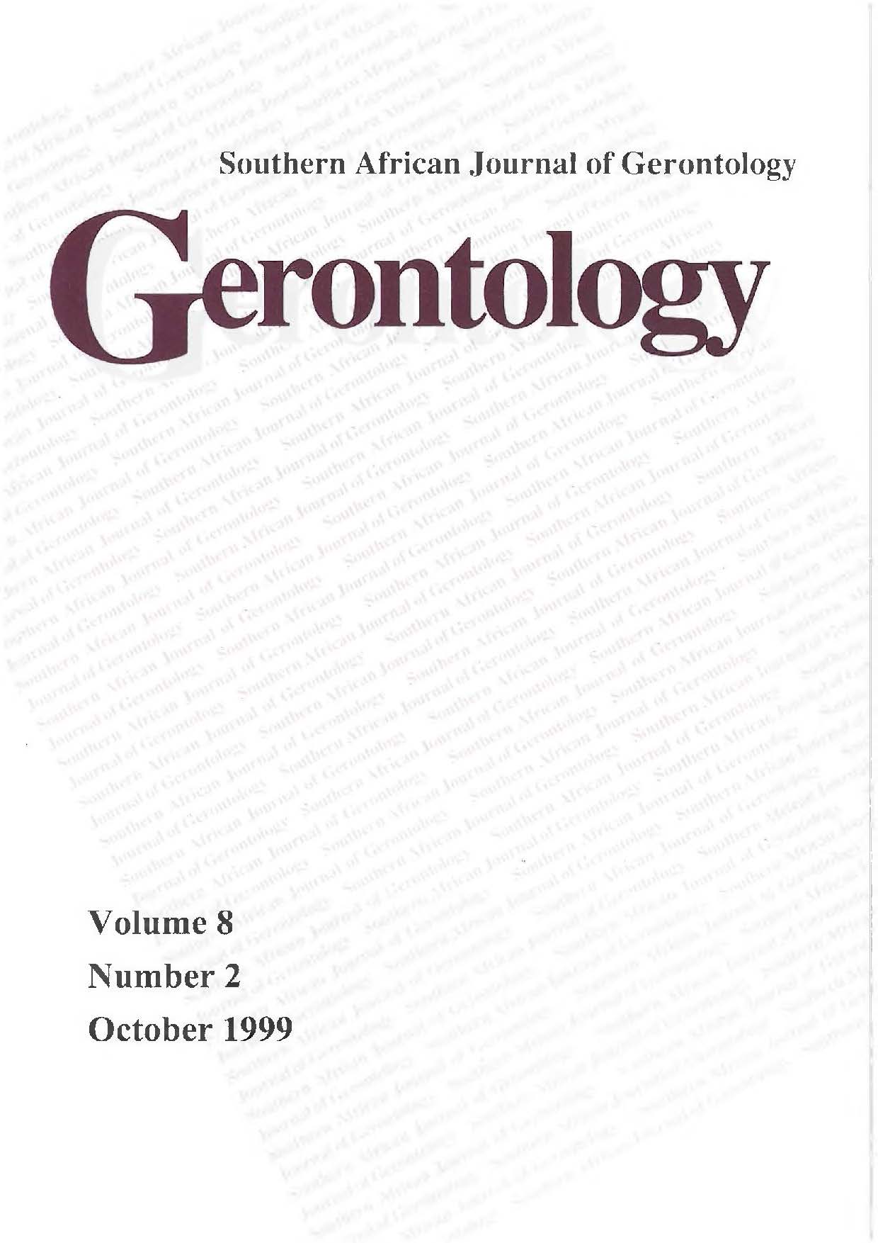 					View Vol. 8 No. 2 (1999): Southern African Journal of Gerontology
				