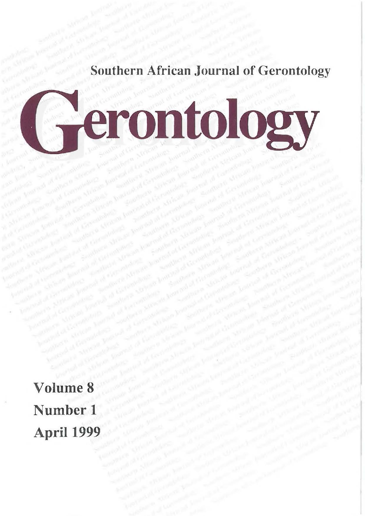 					View Vol. 8 No. 1 (1999): Southern African Journal of Gerontology
				