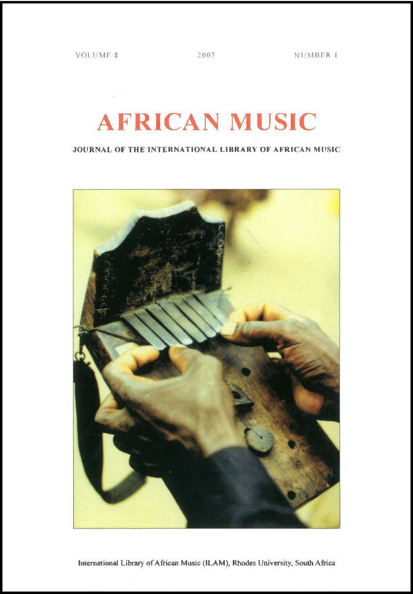 					View Vol. 8 No. 1 (2007): African Music: Journal of the International Library of African Music
				