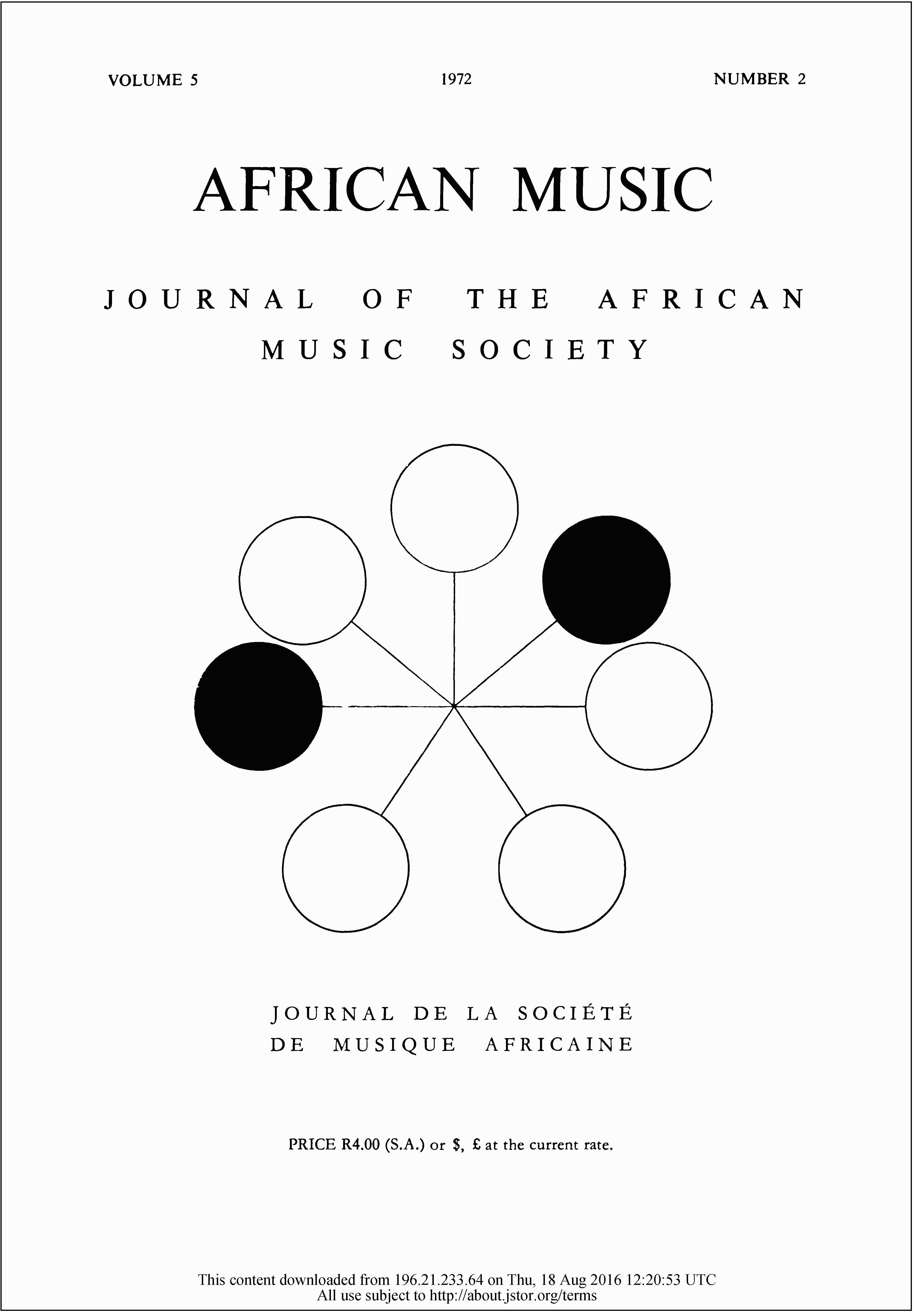 					View Vol. 5 No. 2 (1972): African Music: Journal of the African Music Society
				