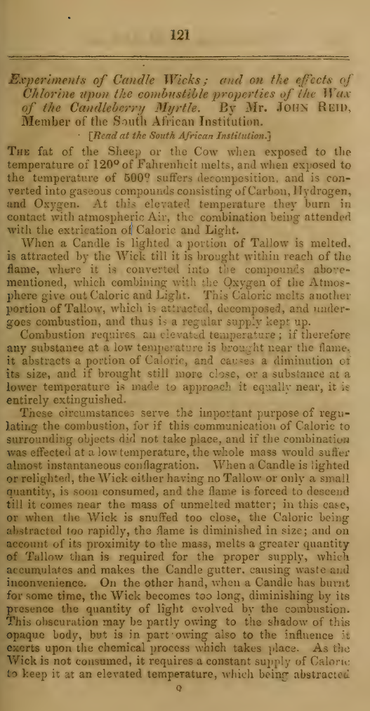 Image of the first page of the article titled Experiments of candle wicks