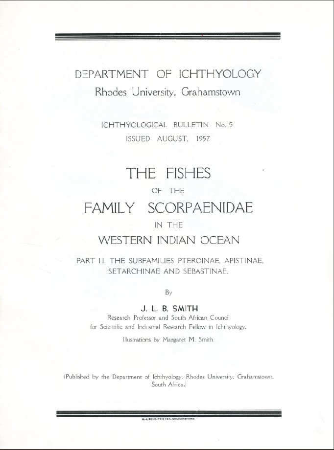 Cover page of the Ichthyology Bulletin Number 5 (1957)